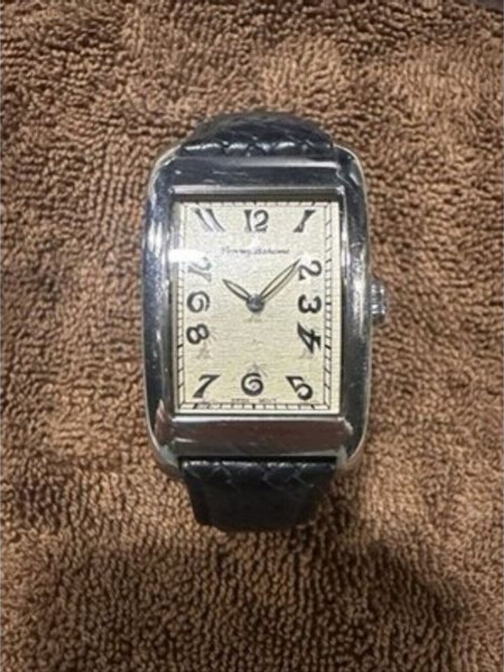 Tommy Bahama Tank Watch Men 28mm Cream Dial Silver Tone Rectangle NOT WORKING